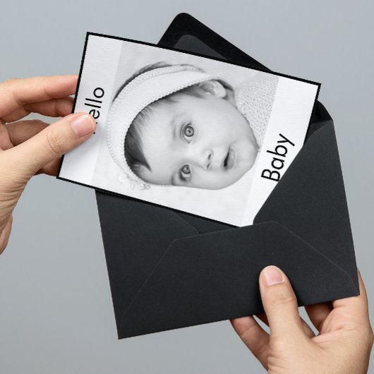 Invitation Bébé Naissance mignonne Photo Noir Blanc Moderne C