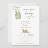 Invitation Bébé Né Localement Lapin Rustique Editable (Devant)