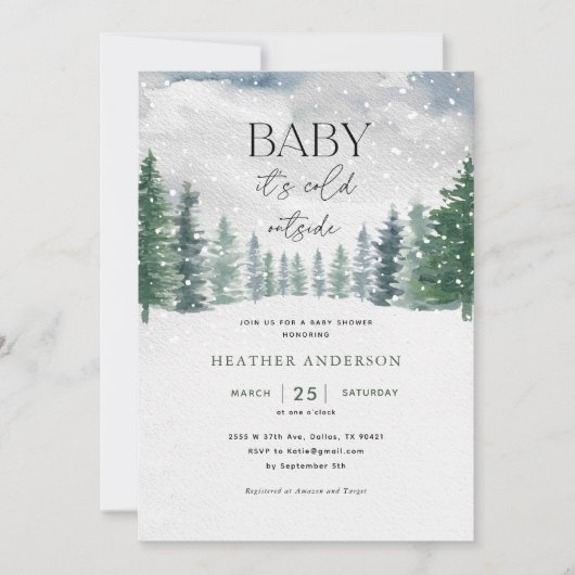Invitation Bébé neige d'hiver Il fait froid dehors Baby showe (Devant)