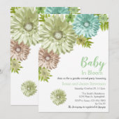 Invitation Bébé Neutre Sur Le Sexe Dans La Fleur Parti Révéla (Devant / Derrière)