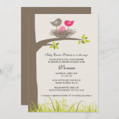 Invitation Bébé Nid Bébé Bébé Fille Douche (Devant / Derrière)