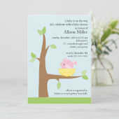 Invitation Bébé Nid d'oiseau Baby shower bébé (Debout devant)