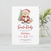 Invitation Bébé Noël Ourson Mignon Baptême de Bébé de Noël (Debout devant)