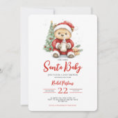 Invitation Bébé Noël Ourson Mignon Baptême de Bébé de Noël (Devant)