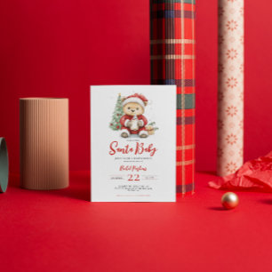 Invitation Bébé Noël Ourson Mignon Baptême de Bébé de Noël