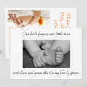 Invitation bébé, noir, et, blanc, pieds, mains, photographie, (Devant / Derrière)