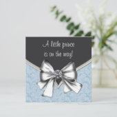 Invitation Bébé noir et bleu Douche garçon (Debout devant)