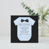 Invitation Bébé noir et bleu mignonne Douche garçon (Debout devant)