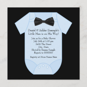Invitation Bébé noir et bleu mignonne Douche garçon