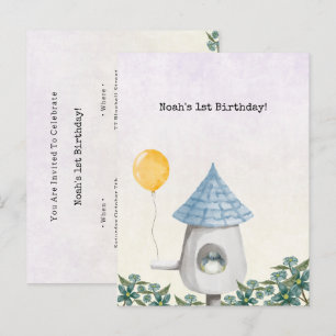 Invitation Bébé Oiseau Mignon Avec Ballon Jaune