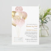 Invitation Bébé or et blush ou Fête des mariées par courrier (Debout devant)