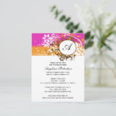 Invitation Bébé orange rose orangé Fleurs de douche neutres (Debout devant)
