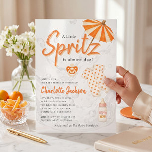 Invitation Bébé Orange Spritz pois
