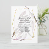 Invitation Bébé ou Fête des mariées géométrique vert par cour (Debout devant)