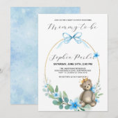 Invitation Bébé Ours Baby shower Couronne or (Devant / Derrière)