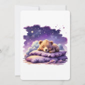 Invitation Bébé ours dormant violet Galaxy Baby shower fille (Dos)