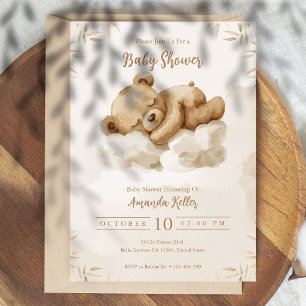 Invitation Bébé Ours Dormir Baby shower mignon
