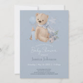 Invitation bébé ours en peluche bohème (Devant)