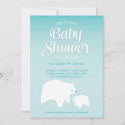 Invitation Bébé ours polaire (Devant)