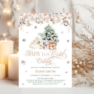 Invitation Bébé Ours Polaire il fait froid dehors Baby shower