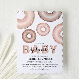 Invitation Bébé Paillettes Gâteau Donut Baby Shower Fille