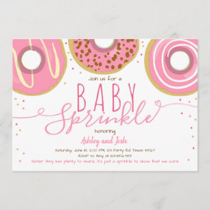 Invitation Bébé Paillettes Rose Donut Fille Paillettes