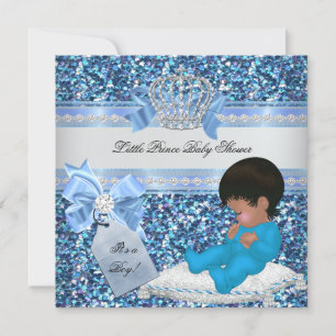 Invitation Bébé paillettes Shower Garçon Bleu Little Prince C