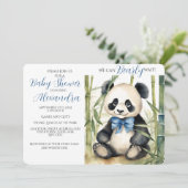 Invitation Bébé Panda ours Garçon Baby shower d'attente préma (Debout devant)