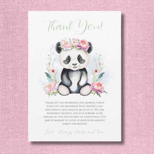 Invitation Bébé Panda Peonies Baby shower Jungle