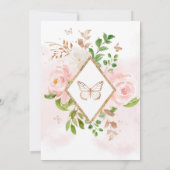 Invitation Bébé papillon en fleur baby shower doré (Dos)