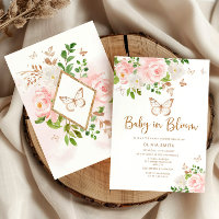 Bébé papillon en fleur baby shower doré