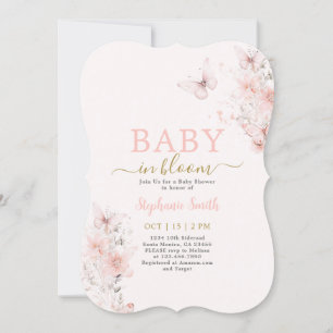 Invitation Bébé papillon en fleur Baby shower fille