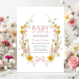 Invitation Bébé papillon en fleurs Bow rose Fleur sauvage dou