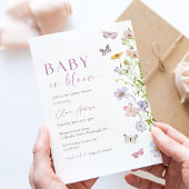 Invitation Bébé papillon fleur sauvage dans la douche en fleu