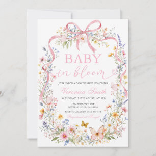 Invitation Bébé Papillon Fleur Sauvage en Fleur