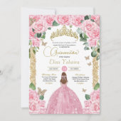 Invitation Bébé papillon rose princesse robe Quinceanera (Devant)