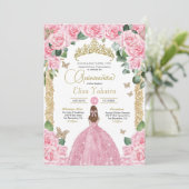 Invitation Bébé papillon rose princesse robe Quinceanera (Debout devant)