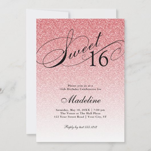 Invitation Bébé Parties scintillant en crème rose doux 16 (Devant)