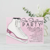 Invitation Bébé Patinage rose Mates Patinage sur glace Annive (Debout devant)