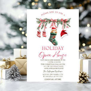 Invitation Bébé Père Noël rouge tenue de ligne de Noël Open H