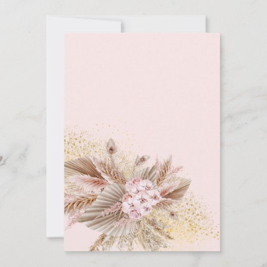 Invitation Bébé Petit Fleur Pampas Grass Bébé Fille Douche (Dos)