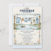 Invitation Bébé Petit Pêcheur Fête Prénatale Garçon Lac Vinta (Devant)