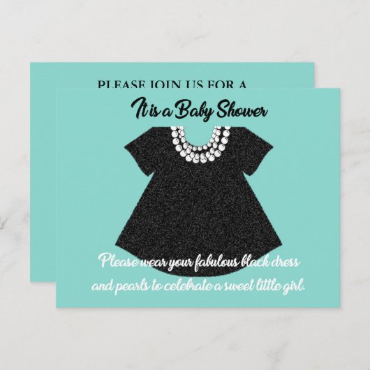 Invitation BÉBÉ Petite robe noire Baby shower (Devant / Derrière)