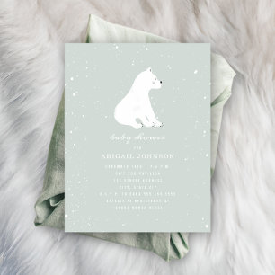 Invitation Bébé Polar Ours Baby shower bleu