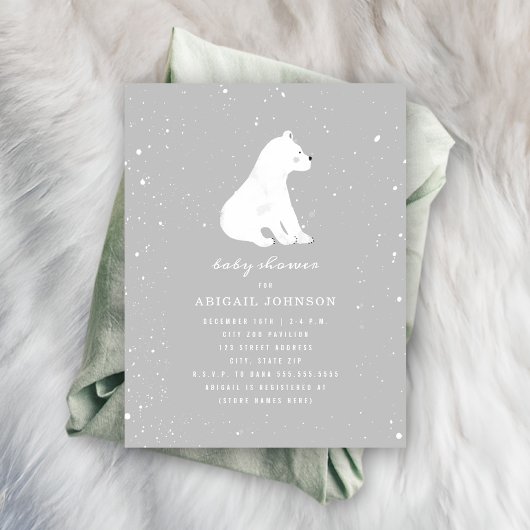 Invitation Bébé Polar Ours Gris Baby shower