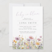 Invitation Bébé pourpre dans le Baby shower Fleur sauvage fle (Devant)