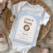 Invitation Bébé prépare du café Baby Shower Gingham Bleu
