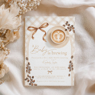 Invitation Bébé prépare du café : Baby shower pour bébé sans
