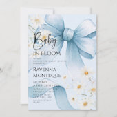 Invitation Bébé Préparé en Fleur Bleue Bow Daisy Baby Shower (Devant)