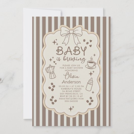 Invitation Bébé prépare un café Baby Shower (Devant)